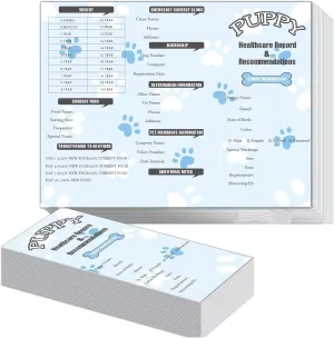 100 Pcs Puppy Vaccination Record Cards Dog Vaccines Large Records Canine Health Record Books 8.3 x 11 Inch Puppy Shot Record Booklets Canine Health Record for Pet Supplies Home