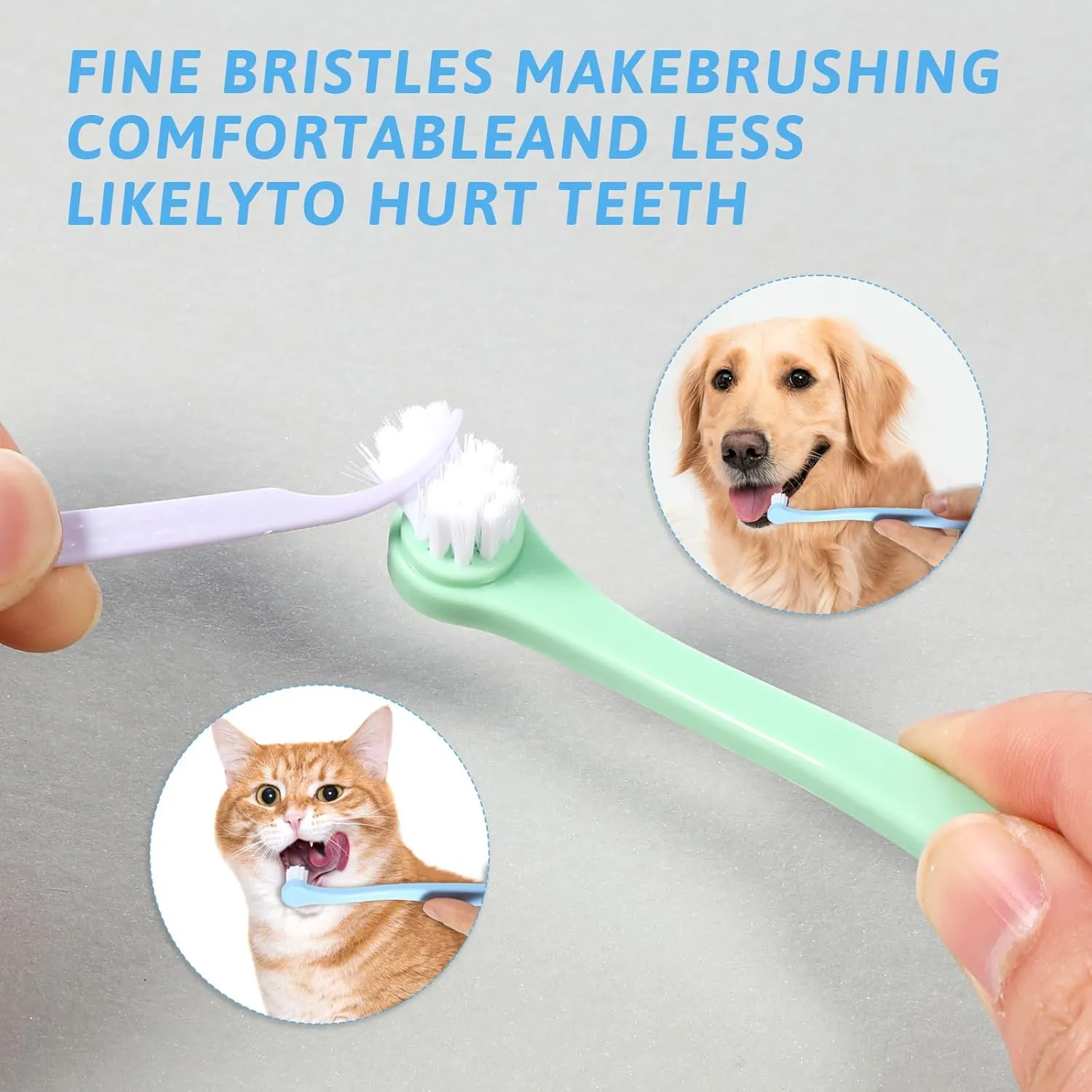 2 Pack Small Dog Toothbrush Pet Toothbrush Cat Tooth Brush Puppy Tooth Brush Mini Head Soft Deep Clean Kit, Portable Travel Friendly and Easy to Use for Small Dog & Cat, Puppy, Kitten