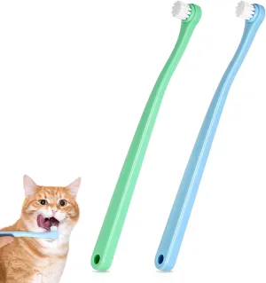 2 Pack Small Dog Toothbrush Pet Toothbrush Cat Tooth Brush Puppy Tooth Brush Mini Head Soft Deep Clean Kit, Portable Travel Friendly and Easy to Use for Small Dog & Cat, Puppy, Kitten
