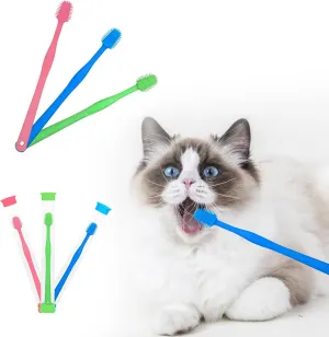 3 Pack Cat Toothbrush with 360-degree Head,Full Surround Bristles Silicone Safe, Effective and Deep Pet Teeth Cleaning,Brush Away Bad Breath Toothbrush cat Teeth Cleaning Health Care