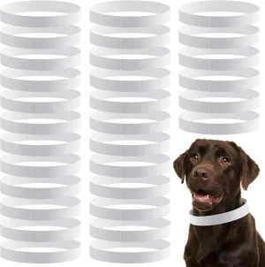 500 Count 20'' Adjustable Paper Dog Collars with Tear Resistant Waterproof Whelping Collars Paper Puppy ID Bands Adhesive Pet Identification Tags for Newborn Dog Cat Animal Hospitals(White)