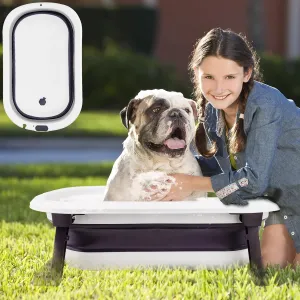 7 Pcs Complete Outside Dog Bathtub Kit (Universal) - Include Collapsible Puppy Bath Tub,Cleaning Slicker Brush,Dog Shampoo Brush,Grooming Brush,Drying Towel,Tooth Brush and Dog Washing Glovves