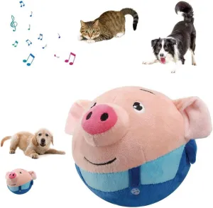 Active Moving Pet Plush Toy Interactive Dog Toys, Squeaky Moving Dog Ball Toy, Washable Cartoon Pig Plush Sound Electronic Dog Toy, Shake Bounce Boredom Talking Toys for Dog Pets Cats1