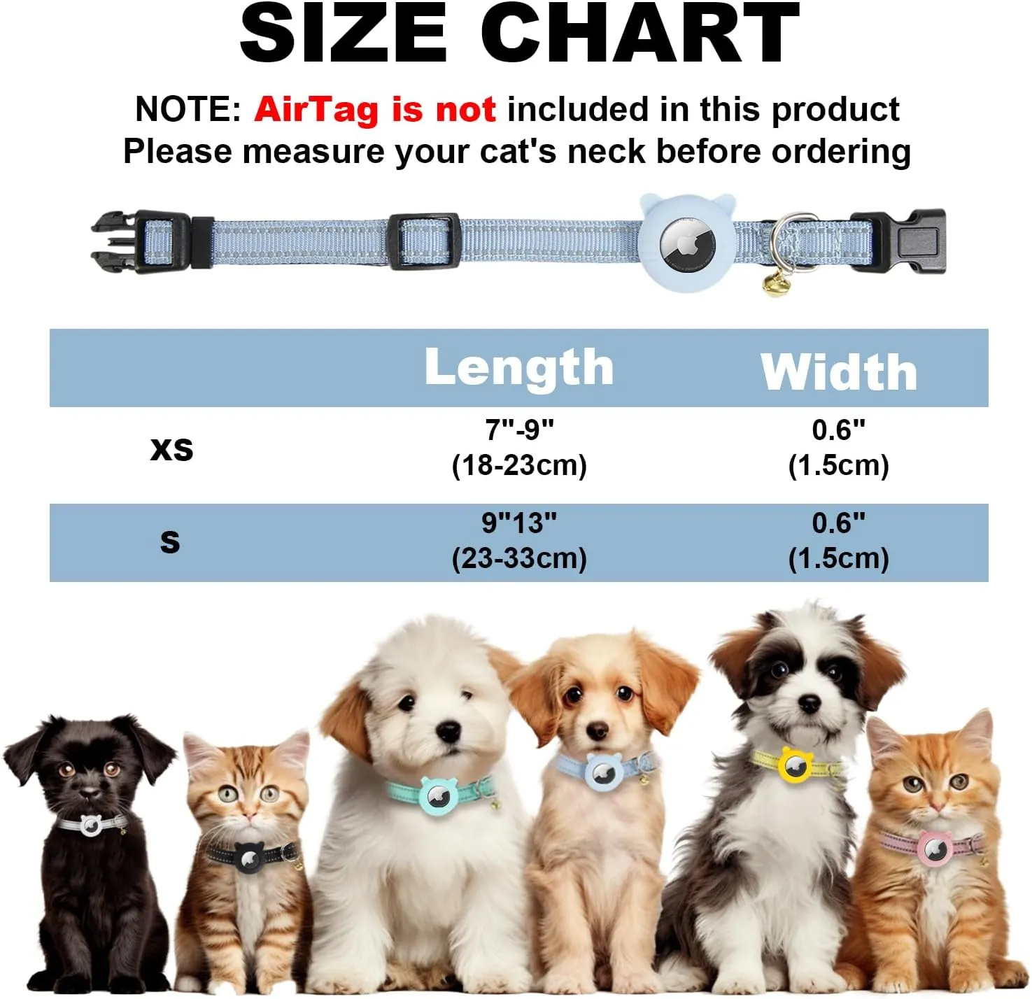 Airtag Cat Collar,Reflective Cat Tracker Collar with Air Tag Holder and Safety Elastic Band,Breakaway GPS Collars for Girl Boy Cats,Kittens and Puppies (Blue, Small)
