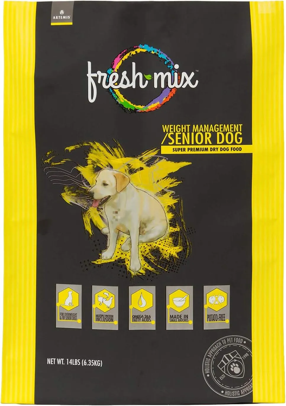 ARTEMIS Fresh Mix Dry Dog Food  Perfect Weight Management Formula Senior Premium Meat Recipe Health Nutrition Omega 3 6 Protein 4lb Bag