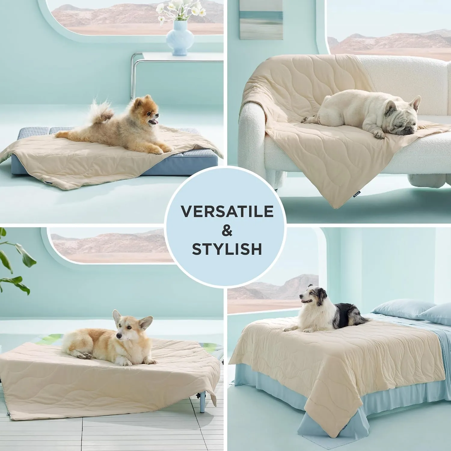 Bedsure Premium Cooling Blanket for Small Dog - Q-MAX>0.5, Breathable Summer Washable Cold Pet Throw Blanket, Soft Durable Self Cooling Cat Mat for Hot Weather, Gentle Cream, 25x35