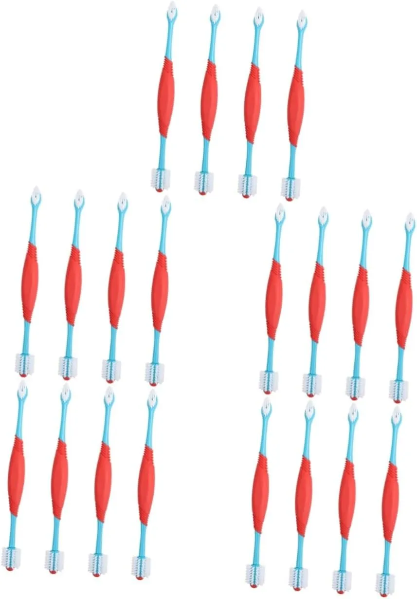 BESPORTBLE 5sets Ergonomic Long Handle Dog Toothbrush for Puppies and Dogs Pet Oral Cavity Cleaners 4pcs*5