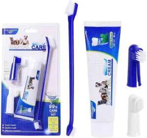 Best Dog Toothbrush & Toothpaste Kit for Standard Schnauzer and Other Working Dogs Dogs - Natural Ingredients Reduce Plaque, Whiten Teeth, Freshen Breath