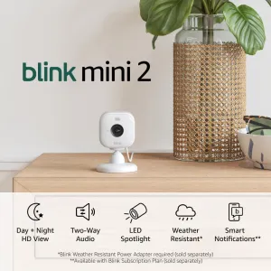 Blink Mini 2 (Newest Model)  Home Security & Pet Camera(s) with HD video, color night view, motion detection, two-way audio, and built-in spotlight  1 camera (White)