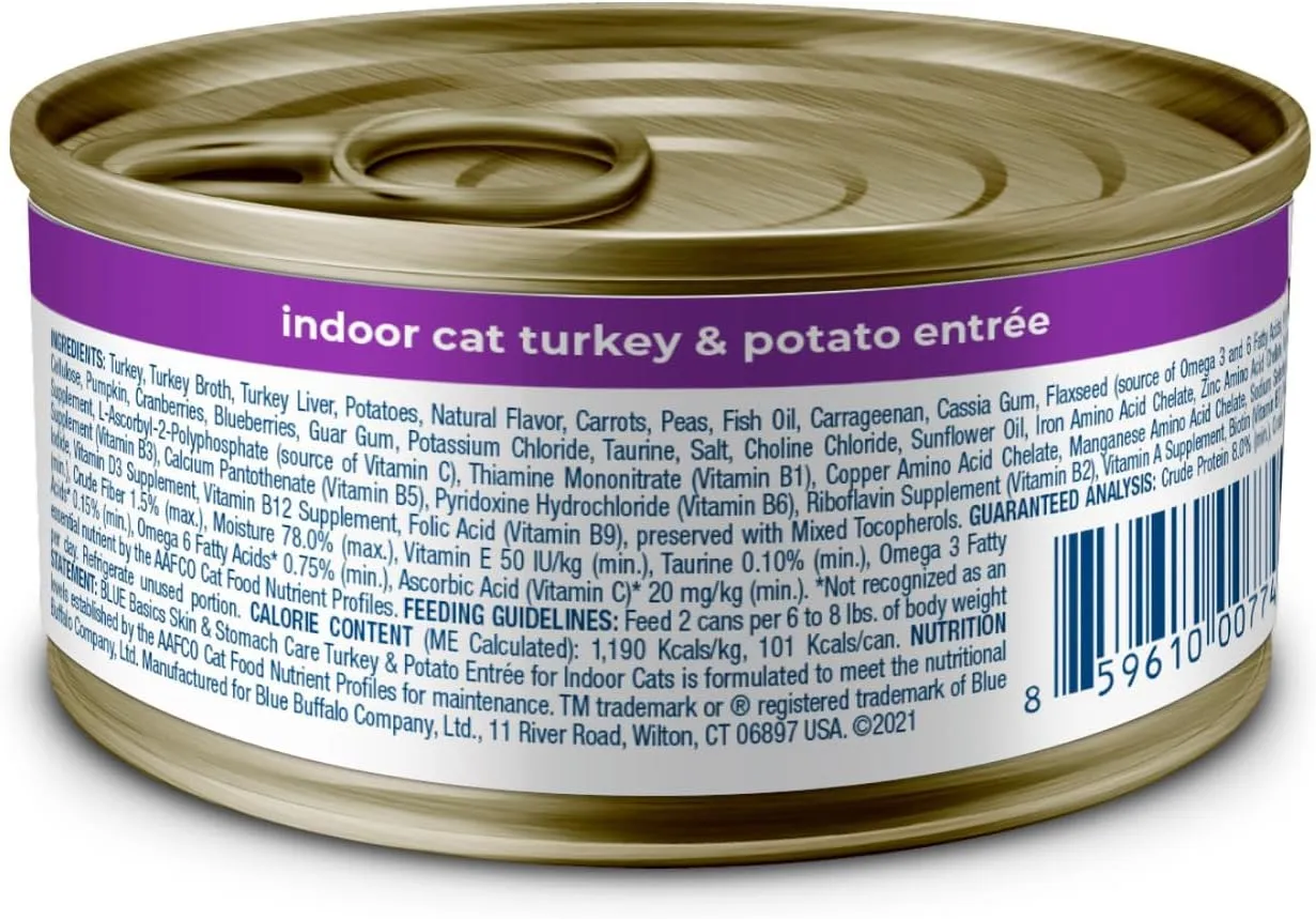 Blue Buffalo Basics Grain-Free Adult Wet Dog Food, Skin & Stomach Care, Limited Ingredient Diet, Turkey Recipe, 3-oz Can, 24 Count