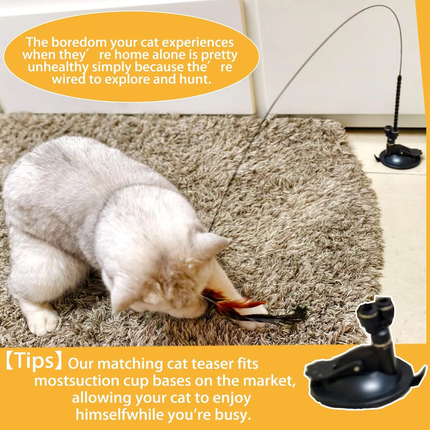 Cat Toy Wand Interactive Toys for Indoor Cat, Wire Version, Natural Bird Feather Ball Toys, 4-in-1 Refill Pet Dancing Playing Toy, cat Luresfor Indoor Cats (4 in 1, Forest Birds)