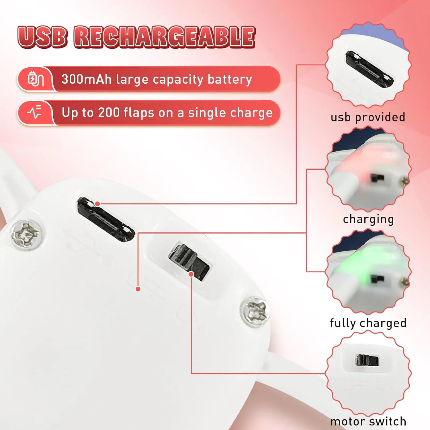 Cat Toys, Flapping Wings Woodpecker, No Flying, Chirping Bird Interactive Catnip Toy for Kitten or Small Dogs, Touch Activated, Rechargeable, 3 Modes