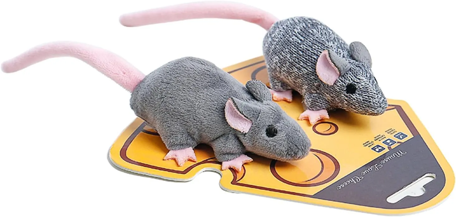 Catnip Mouse Toy and Sound Mouse Toy Sets for Indoor Cats, Satisfy Your Cat's Natural Hunting Instinct, Interactive Cat Toy, Soft Plush Catnip Toys for Cats (Pack of 2 mice)