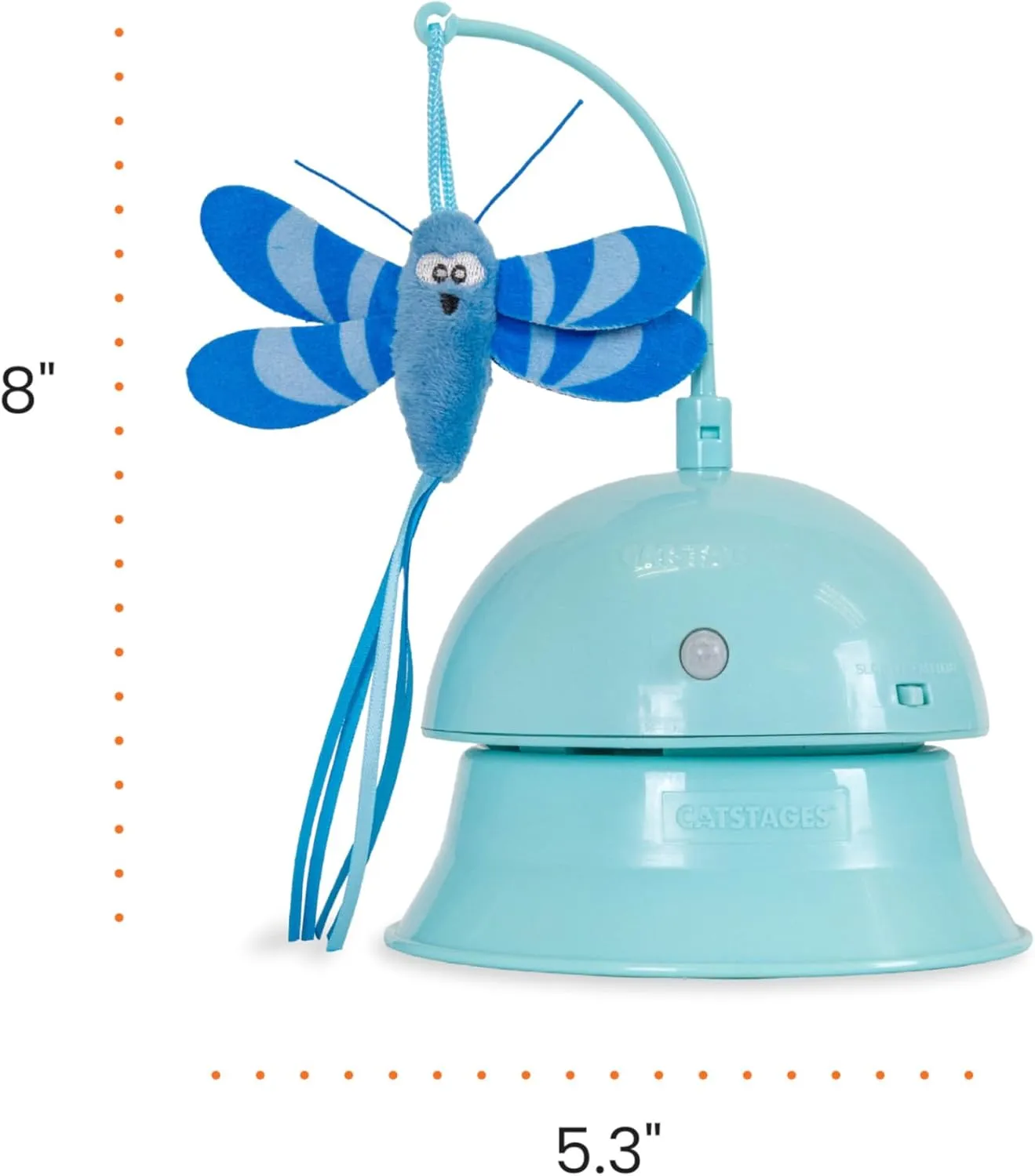 Catstages 2-in-1 Flutter Dome Electronic Cat Toy  Plush Motion Toy for Indoor Cats, Ball Track Add-On, Blue