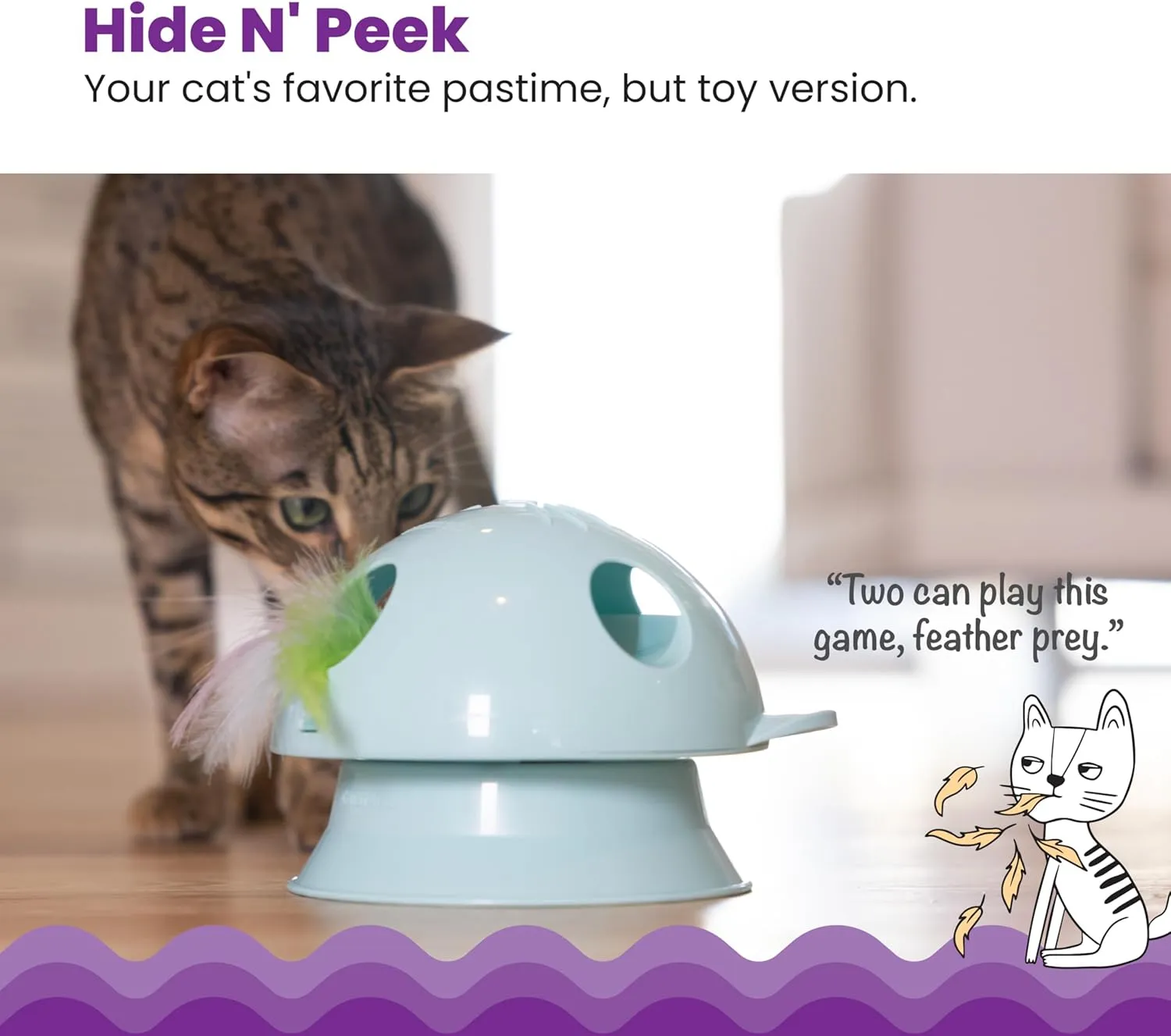 Catstages Electronic Dart N' Dash Interactive Cat Toy and Topper for Cat Ball Track, Motion Activated, Hide and Peek Feather Toy, Blue