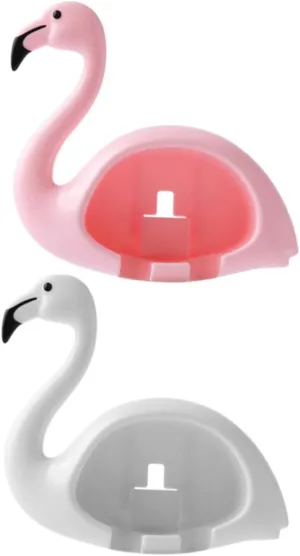 Ciieeo 2pcs Flamingo Toothbrush Holder Toothbrush Holder Wall Shelf Wall Toothbrush Stand Brushing Holder Wall Mount Mirror Storage Box Electric Child Abs