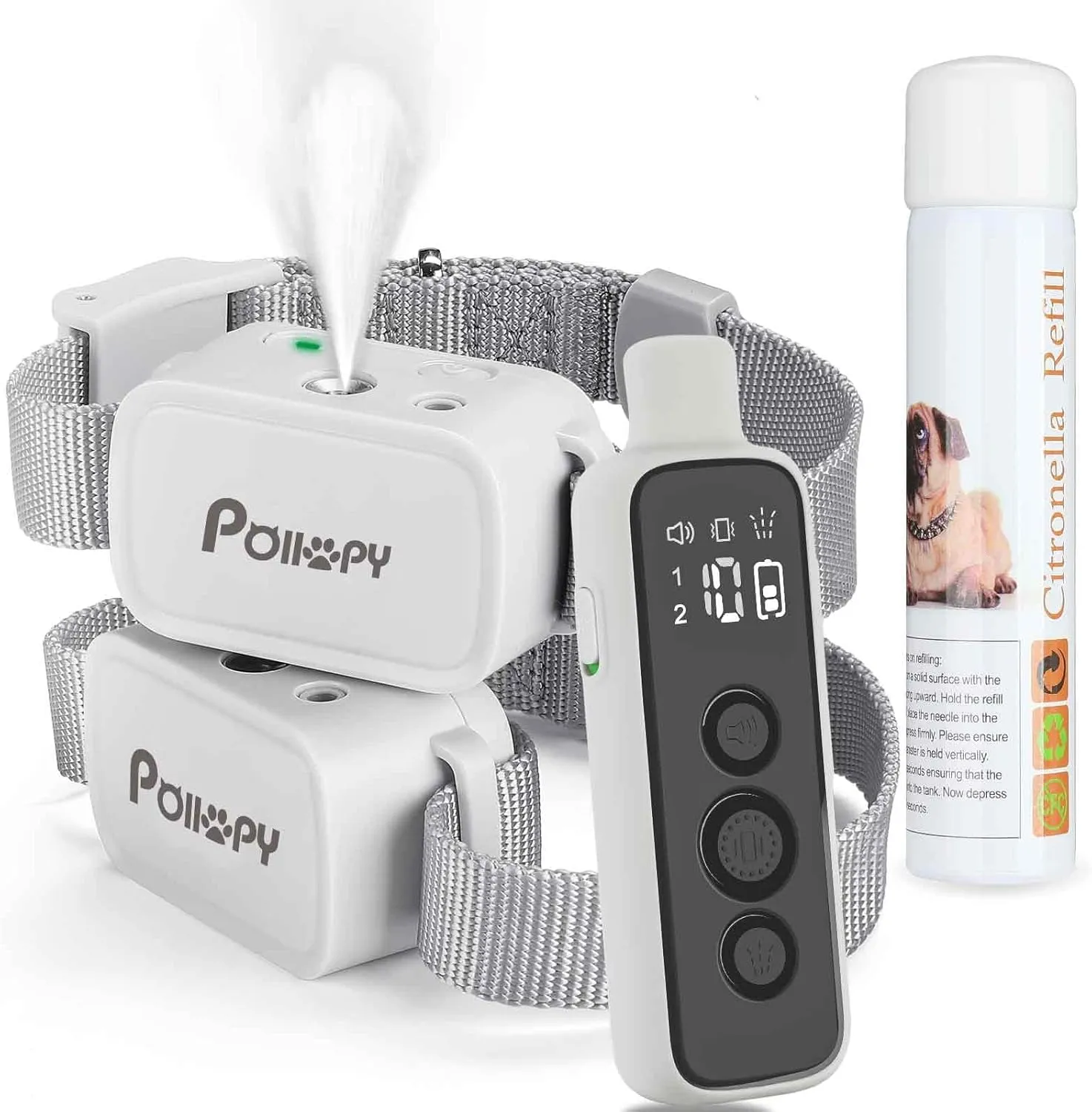 Citronella Dog Training Collar with Remote & 2 ReceiversCan't Work Automatically,3 Modes Harmless Spray/Vibration/Beep, Humane Citronella Dog Collar,1000ft Range No Shock Rechargeable Spray Collar