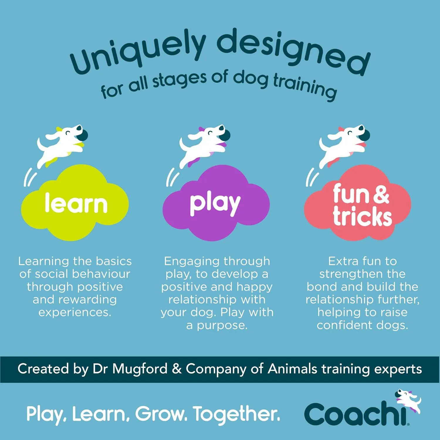Coachi Tuggi Ball - Interactive Dog Toy for Tug of War & Play. Strong & Comfortable, Stretchy Bungee Handle, Reward Training, Interrupting Biting & Chewing. Ideal for Agility and Suitable for Puppies