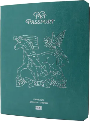 Color Premium PU Leather stitch-sewn Pet Passport Medical Record for Pet Health and Vaccination English   Spanish for Cat, Dog, Puppy and Kitten (Aquamarine, Single)