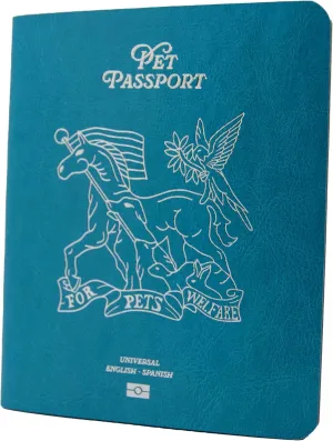 Color Premium PU Leather stitch-sewn Pet Passport Medical Record for Pet Health and Vaccination English   Spanish for Cat, Dog, Puppy and Kitten (Blue, Single)