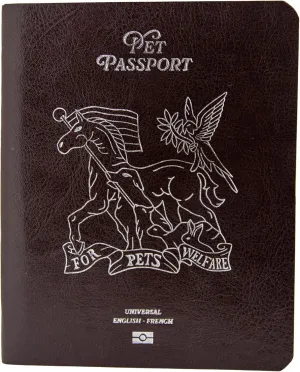 Color Premium PU Leather stitch-sewn Pet Passport Medical Record for Pet Health and Vaccination English   Spanish for Cat, Dog, Puppy and Kitten (Brown Leather, Single)