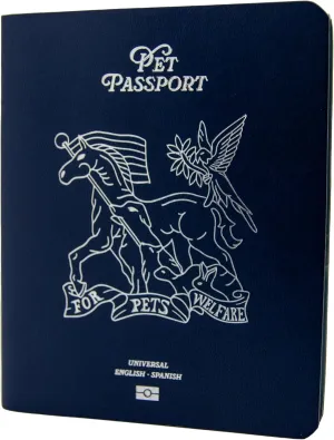 Color Premium PU Leather stitch-sewn US Pet Passport Medical Record for Pet Health and Vaccination English   Spanish for Cat, Dog, Puppy and Kitten (Navy, Single)