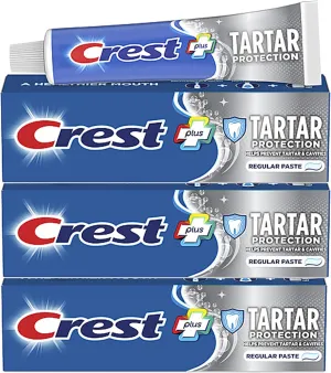 Crest Tartar Protection & Anticavity Toothpaste with Fluoride, Regular Paste, 2.4oz (Pack of 3)