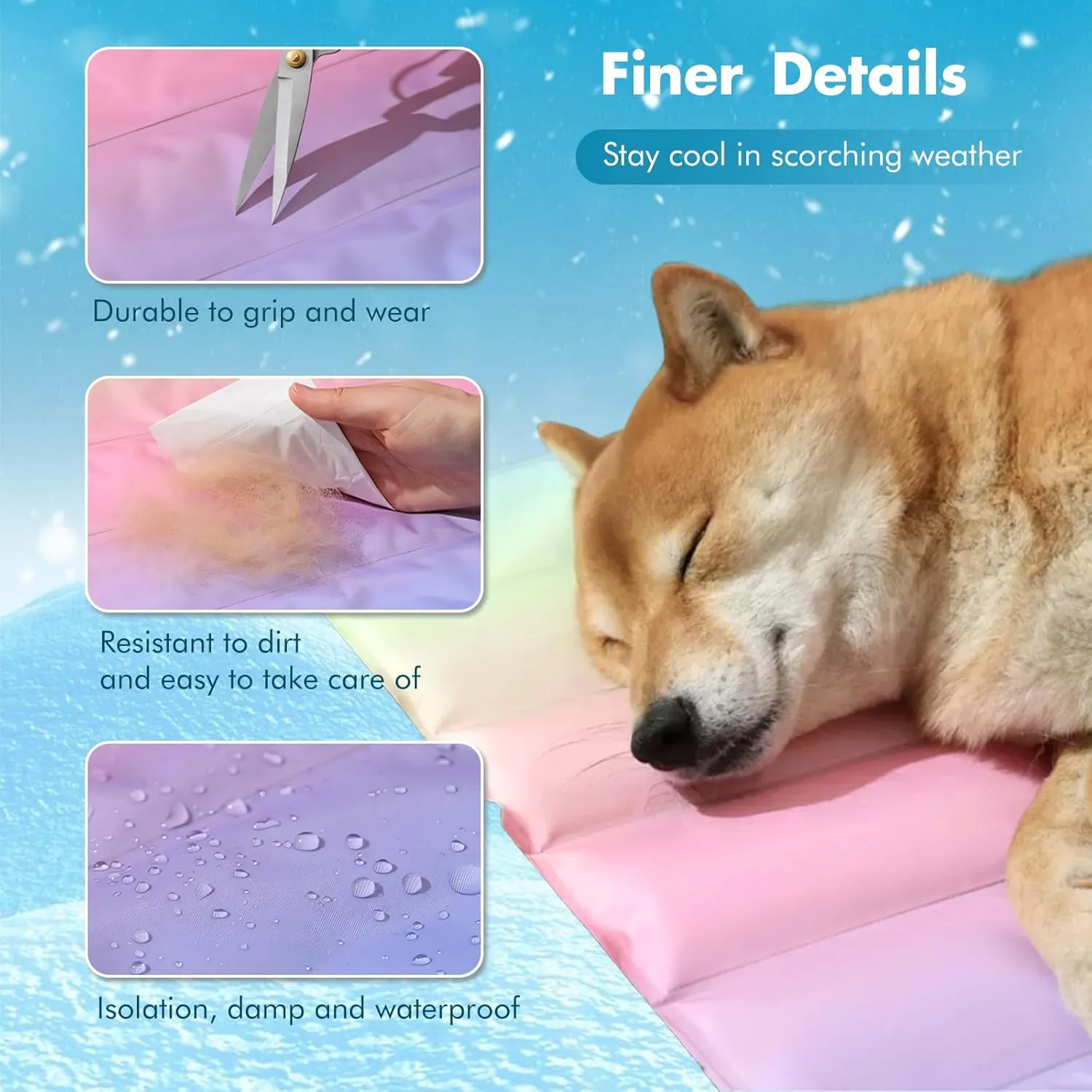 CyberPwas Dog Cooling Mat,X-Large Dog Bed,Gel Cooling Cover,Dog Cooling Mat,Dog Beds & Furniture,for Dogs in Camping&Outdoor Activities, Portable and Durable,Easy to Clean(Colorful, X-Large)