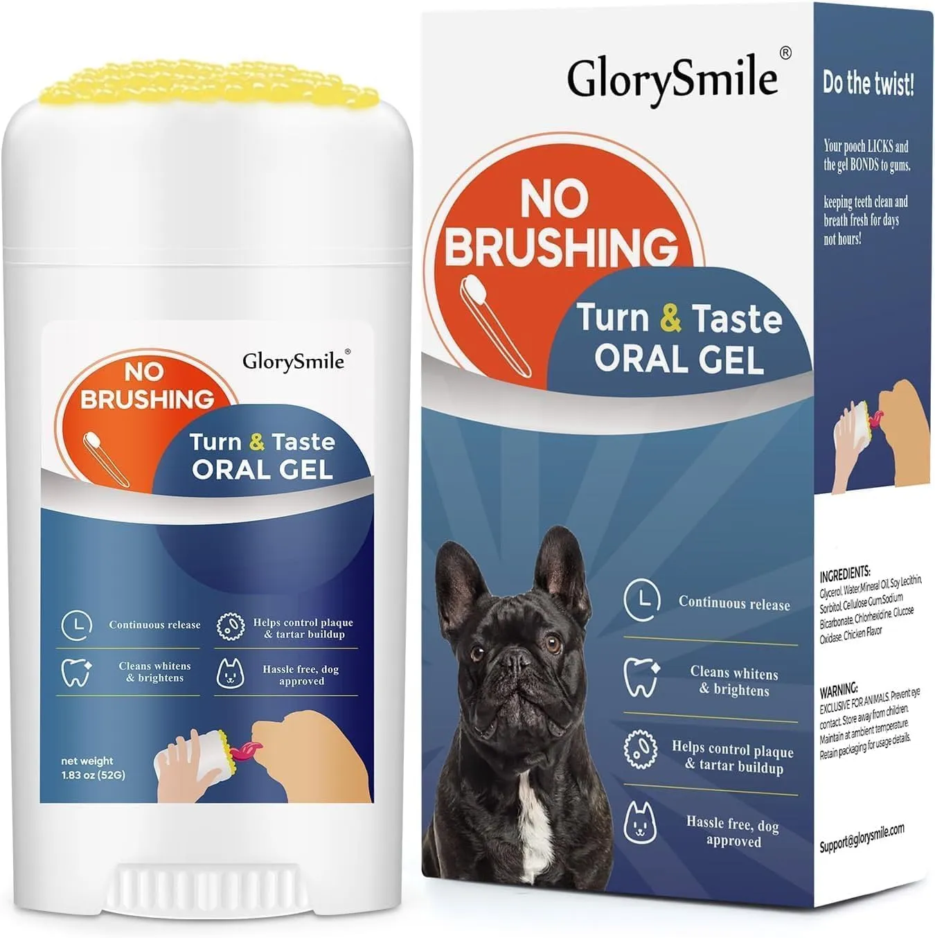 Dental Gels for Dogs, Turn & Taste Dog Toothpaste, Dog Dental Care, Continually Freshens Breath for 24 Hours, Delicious Flavors Like Chicken, No Brush Toothpaste for Dogs
