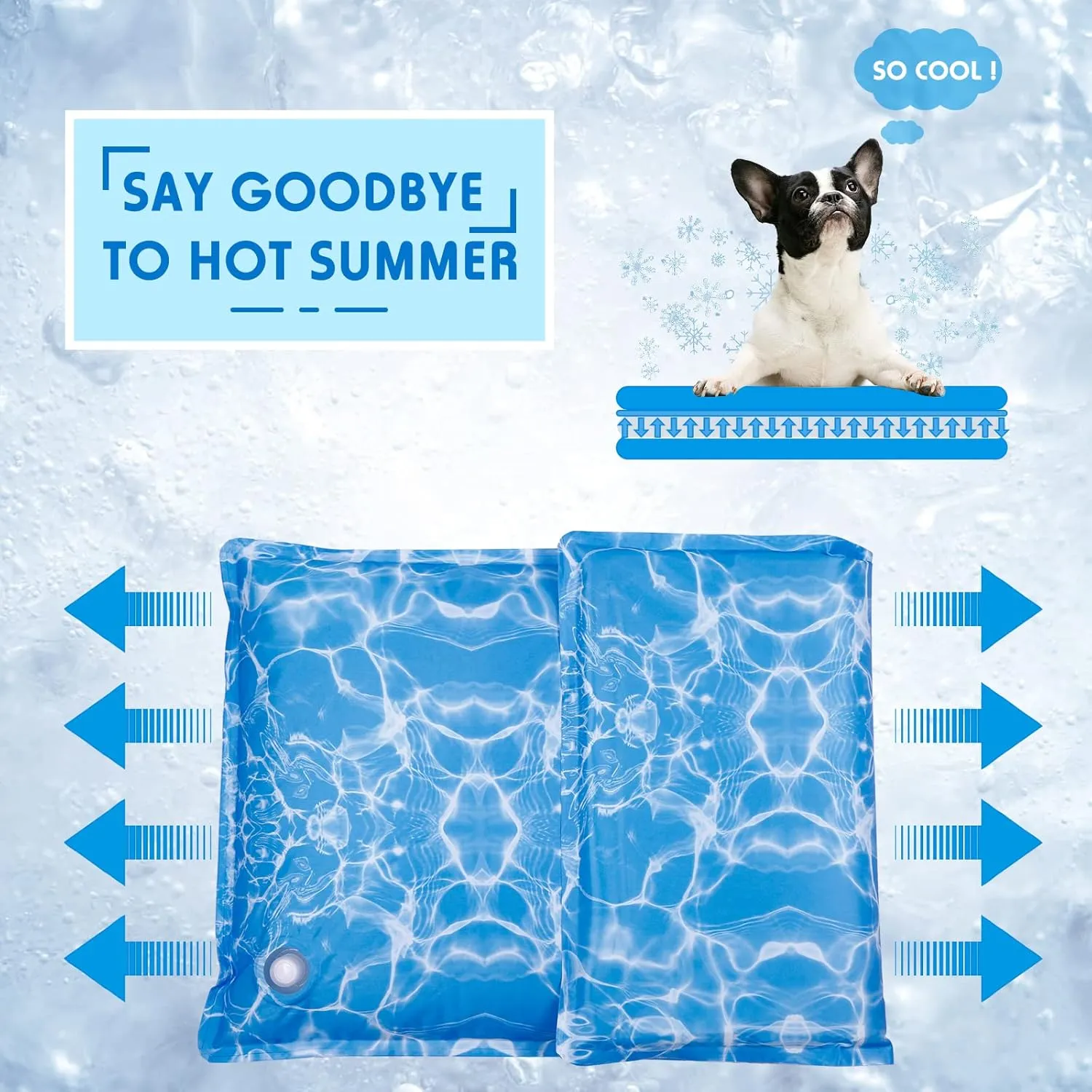 Dog Cooling Mat Pet Cooling Chill Pad Cool Blanket Water Injection Durable Cooling Dog Bed Mats for Extra Large Dogs Cats for Kennels Crates Beds Thick Foam Base