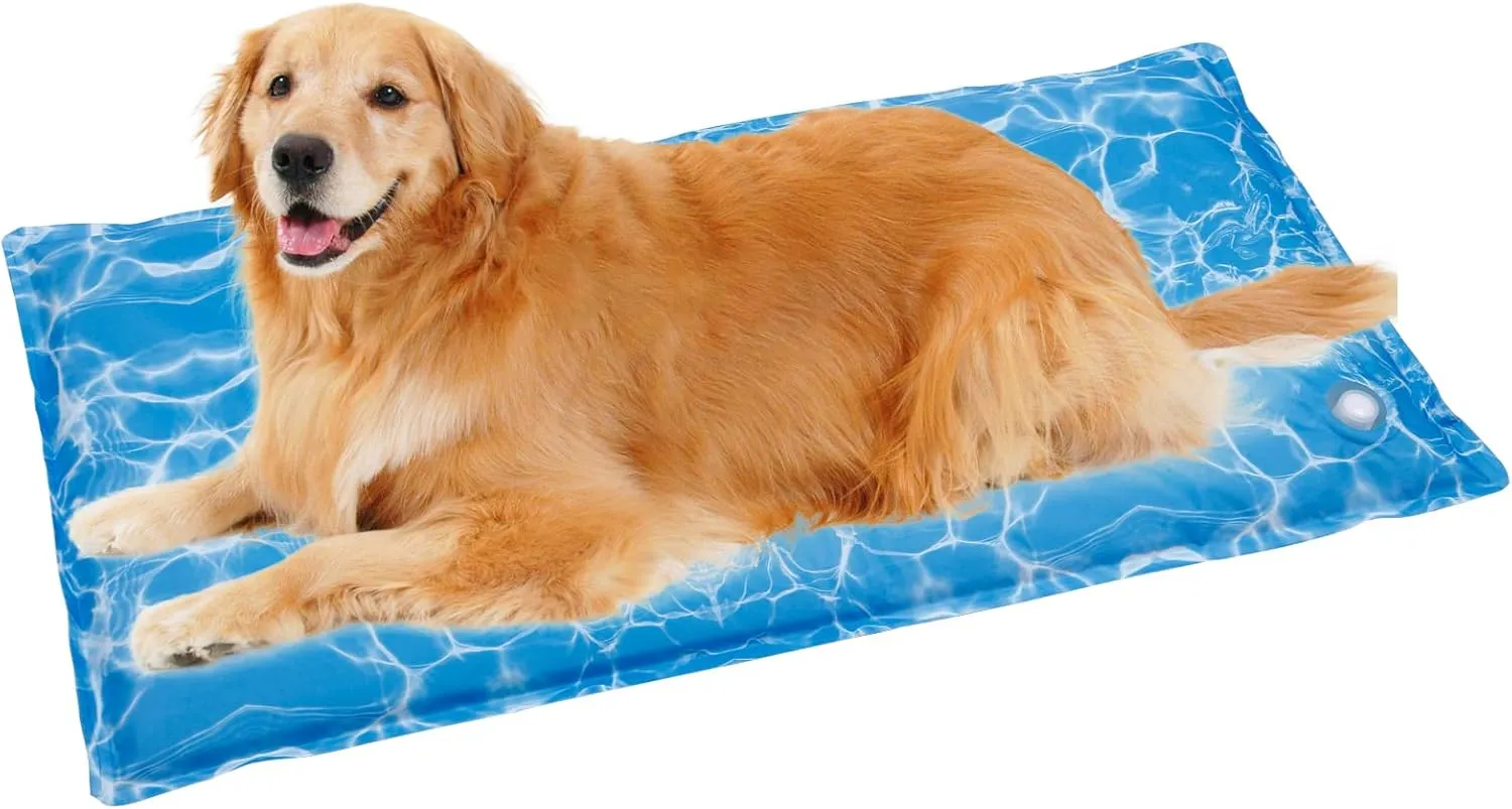 Dog Cooling Mat Pet Cooling Chill Pad Cool Blanket Water Injection Durable Cooling Dog Bed Mats for Extra Large Dogs Cats for Kennels Crates Beds Thick Foam Base