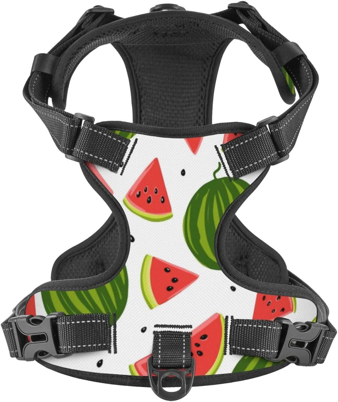 Dog Harness and Leash Set No Pull, Adjustable Reflective Dog Vest Harness with Handle Easy Control for Pet, Small, Medium, Large Dogs, Running, Walking (Large) -Watermelon