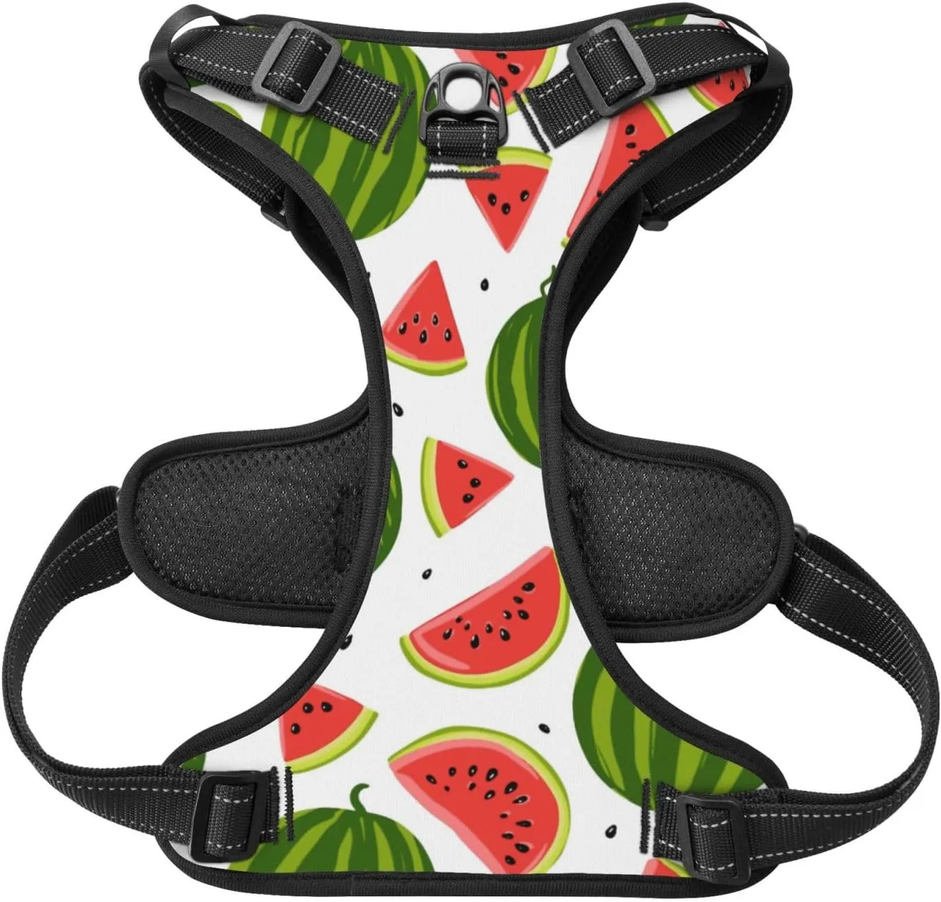 Dog Harness and Leash Set No Pull, Adjustable Reflective Dog Vest Harness with Handle Easy Control for Pet, Small, Medium, Large Dogs, Running, Walking (Large) -Watermelon