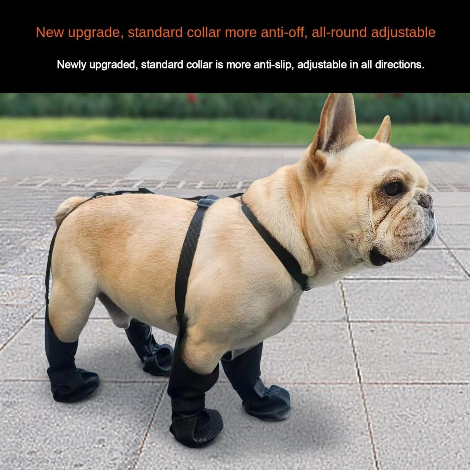Dog Suspender Boots Leggings with Harness, Outdoor Straps Over Back Snow Boot, Waterproof Walkie Shoe, Anti-Slip and Dirty Proof Paw Protector for Small to Medium Dogs (Black,S)