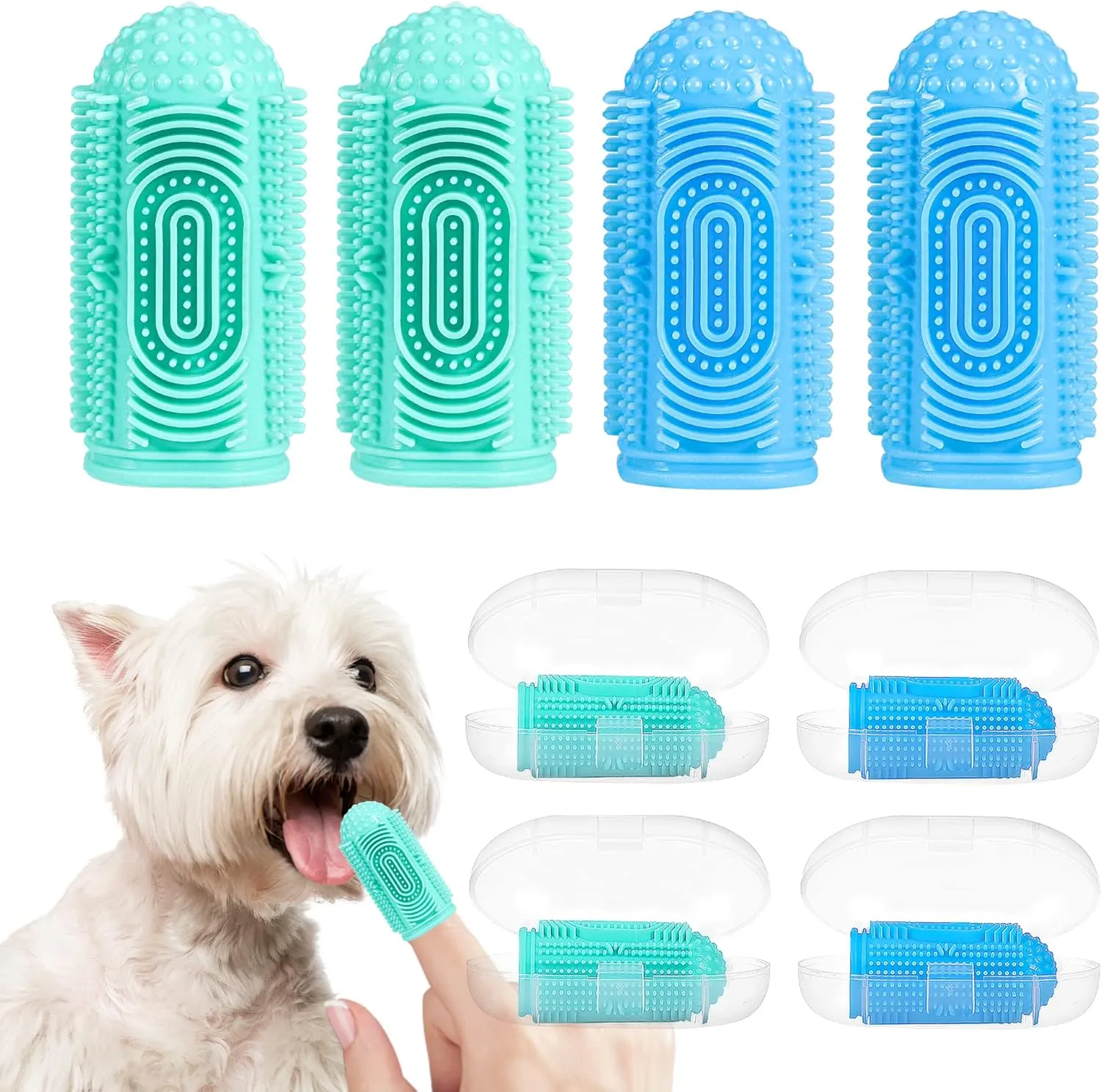 Dog Toothbrush Dogs Tooth Brushing Kit 4 Pack Dog Finger Toothbrush for Dogs Teeth Cleaning& Dental Care,Dogss Tooth Brush Pet Toothbrush