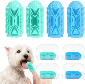 Dog Toothbrush Dogs Tooth Brushing Kit 4 Pack Dog Finger Toothbrush for Dogs Teeth Cleaning& Dental Care,Dogss Tooth Brush Pet Toothbrush