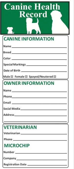 Dog Vaccination Record Card (25 Pack, Large, 8.5" X 11") Dog Vaccines, Puppy Shot Record, Pet Health Records for Canine