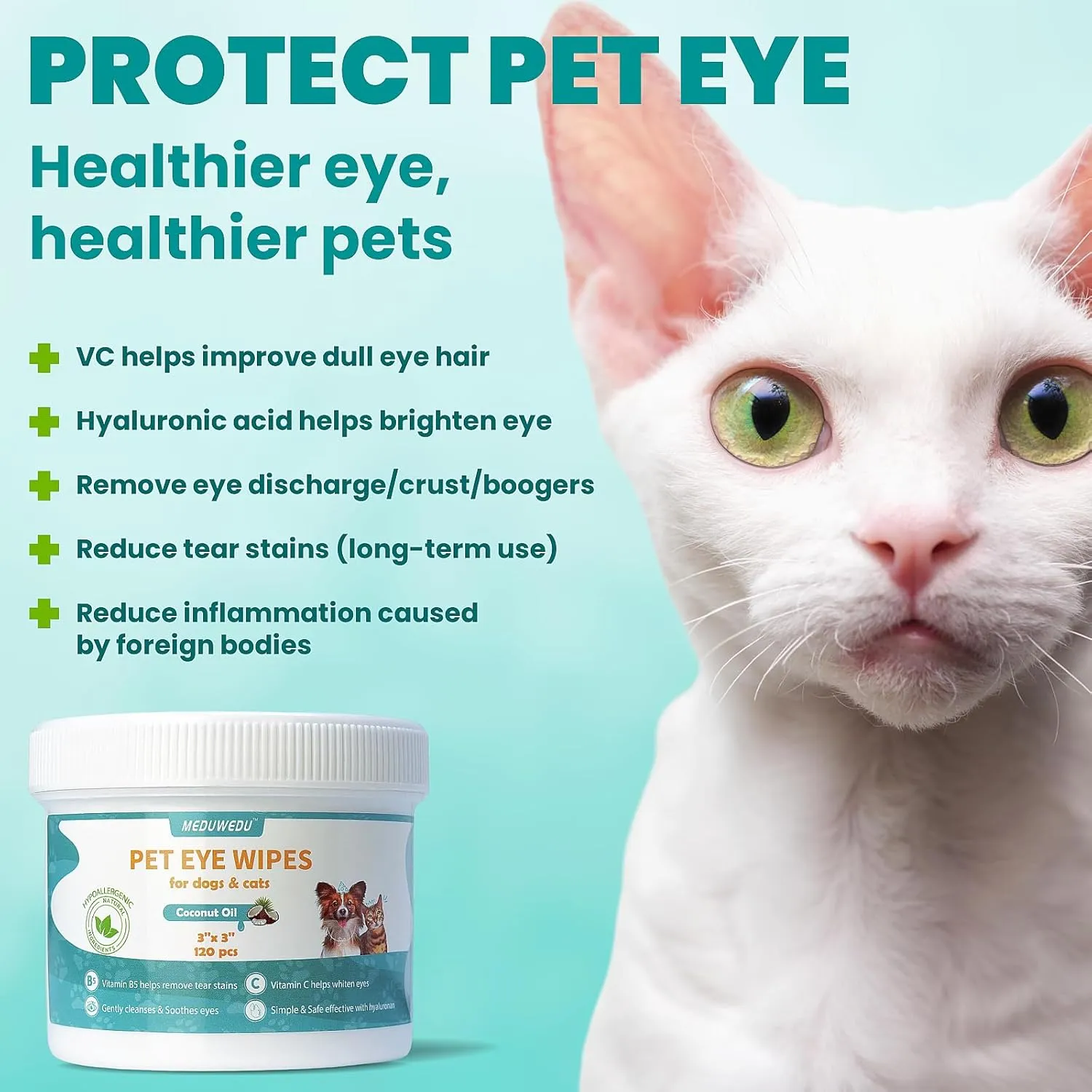 Eyes Wipes for Dogs & Cats 120 Counts, Grooming Kit Care for Dogs and Cats, Prevent Tear Stains, Eye Debris, Discharge, Mucus Secretions,Unscented