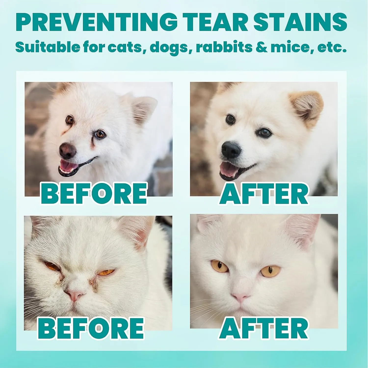 Eyes Wipes for Dogs & Cats 120 Counts, Grooming Kit Care for Dogs and Cats, Prevent Tear Stains, Eye Debris, Discharge, Mucus Secretions,Unscented