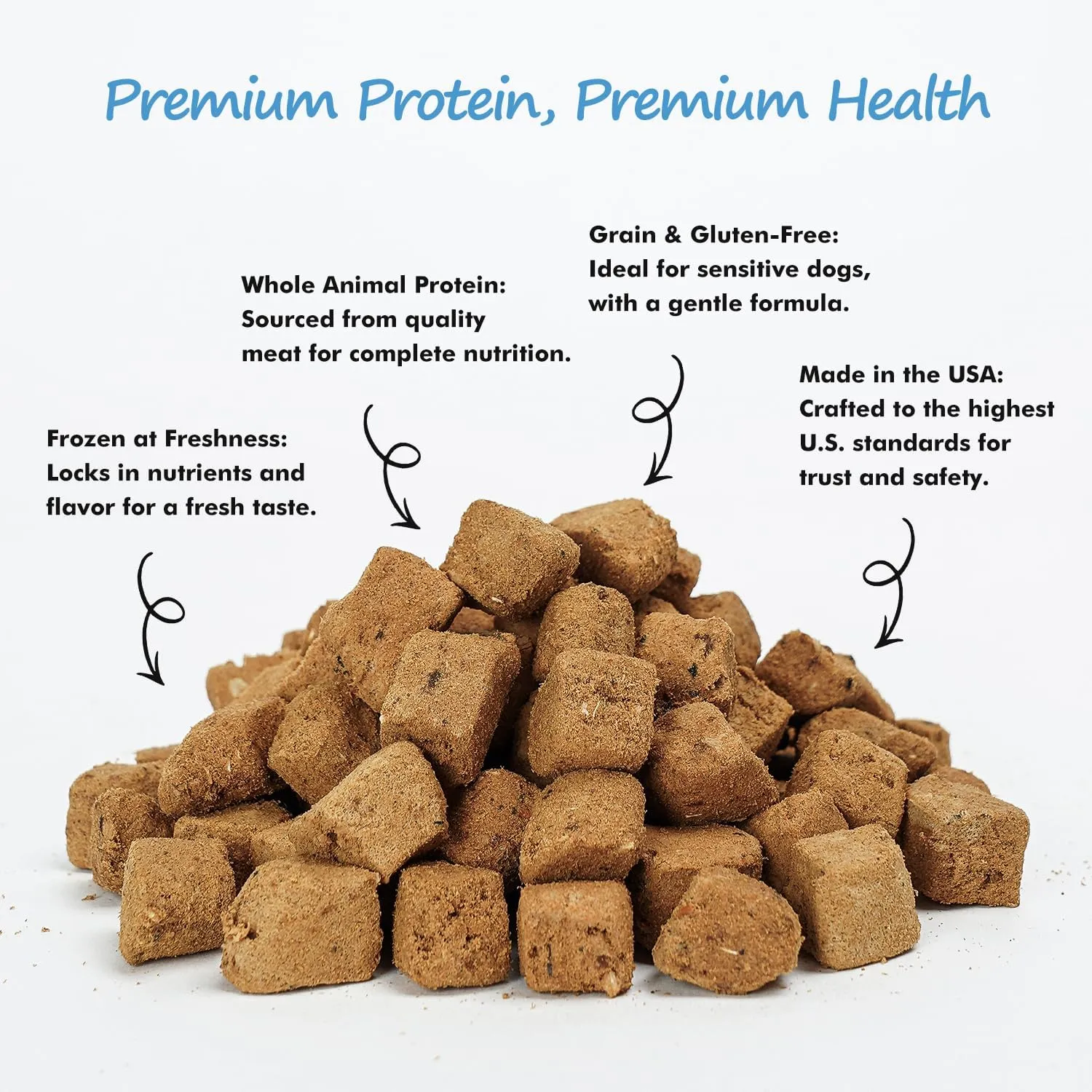 Freeze-Dried Salmon Dog Treats with Omega-3, Skin & Coat Health Soft Cubes, Single-Protein Limited Ingredient Diet, 2cm Easy Chew Size, Grain-Free Resealable Bag 6oz