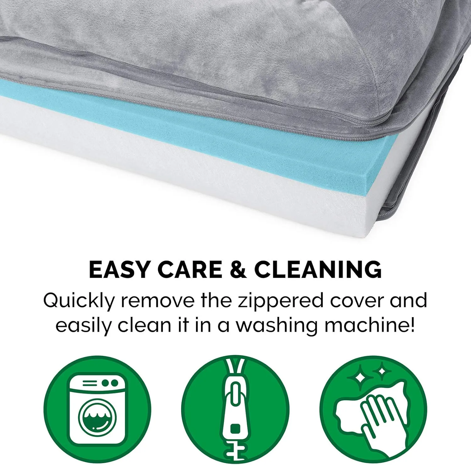 Furhaven Cooling Gel Dog Bed for Large Dogs w/ Removable Bolsters & Washable Cover, For Dogs Up to 125 lbs - Faux Fur & Velvet Sofa - Smoke Gray, Jumbo Plus/XXL