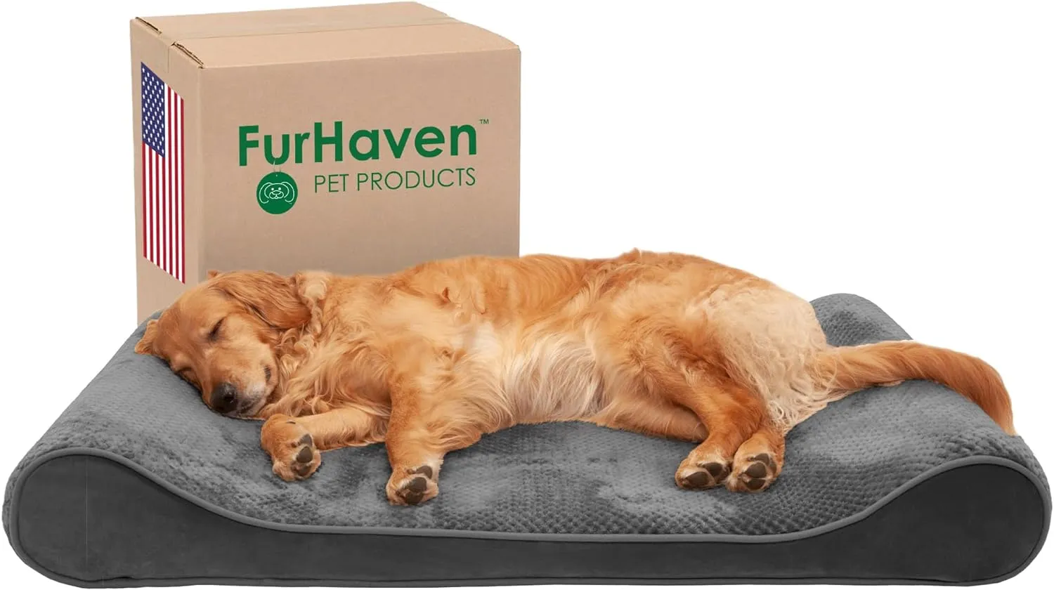Furhaven Cooling Gel Dog Bed for Large Dogs w/ Removable Washable Cover, For Dogs Up to 75 lbs - Minky Plush & Velvet Luxe Lounger Contour Mattress - Gray, Jumbo/XL