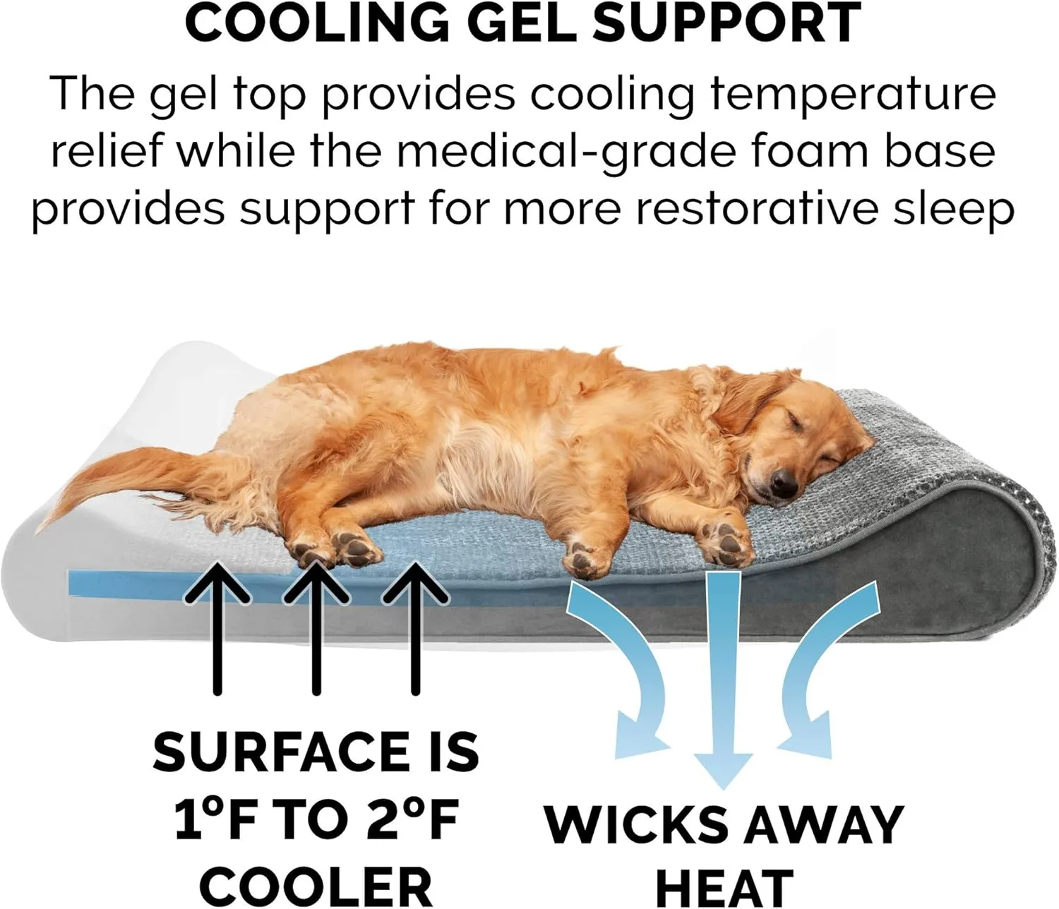 Furhaven Cooling Gel Dog Bed for Large Dogs w/ Removable Washable Cover, For Dogs Up to 75 lbs - Minky Plush & Velvet Luxe Lounger Contour Mattress - Gray, Jumbo/XL