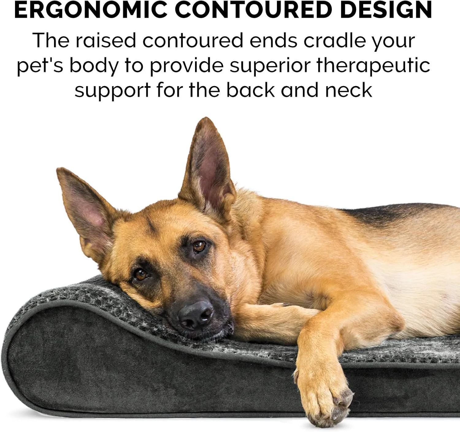 Furhaven Cooling Gel Dog Bed for Large Dogs w/ Removable Washable Cover, For Dogs Up to 75 lbs - Minky Plush & Velvet Luxe Lounger Contour Mattress - Gray, Jumbo/XL