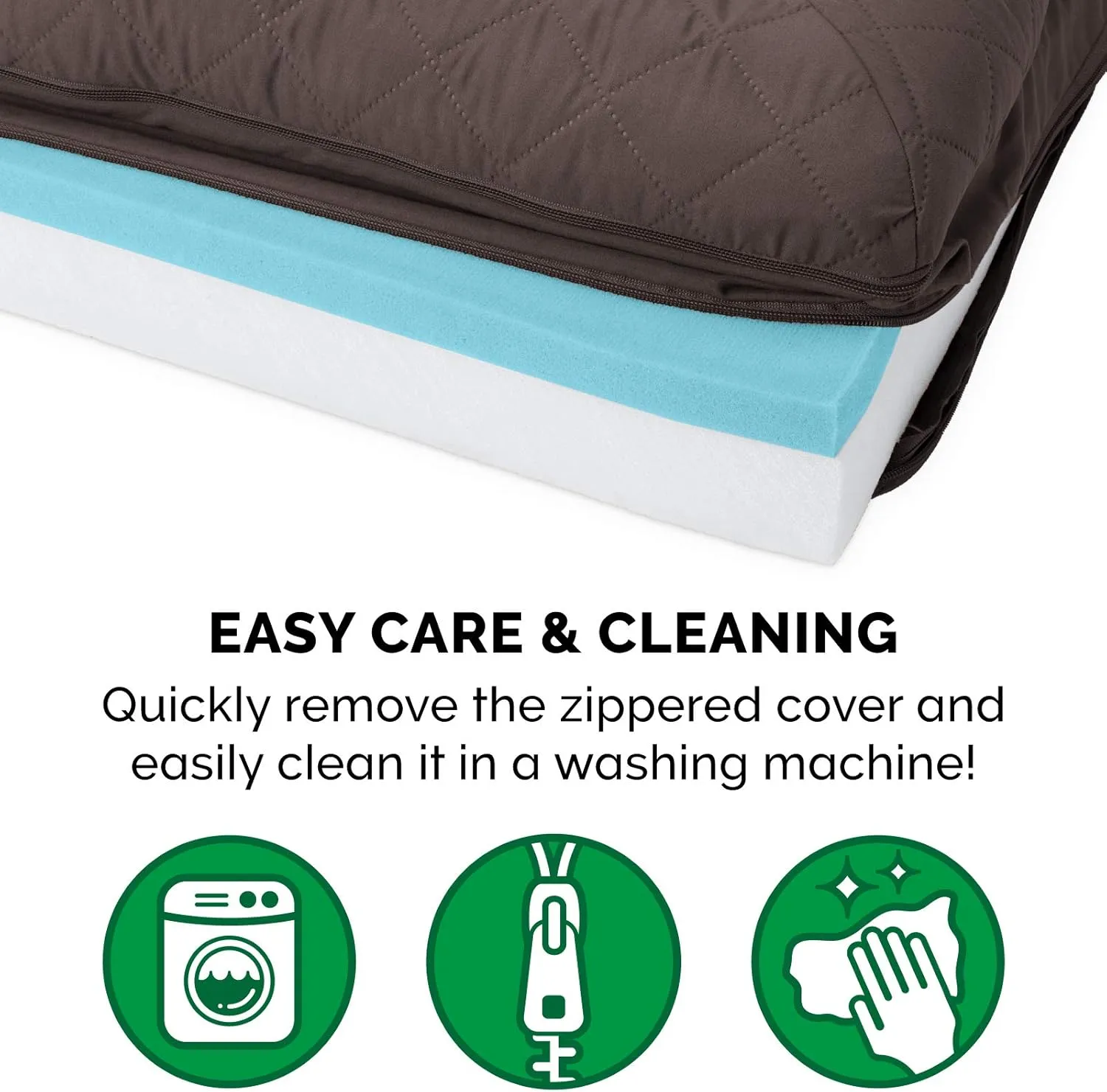 Furhaven Cooling Gel Dog Bed for Large/Medium Dogs w/ Removable Bolsters & Washable Cover, For Dogs Up to 55 lbs - Quilted Sofa - Coffee, Large