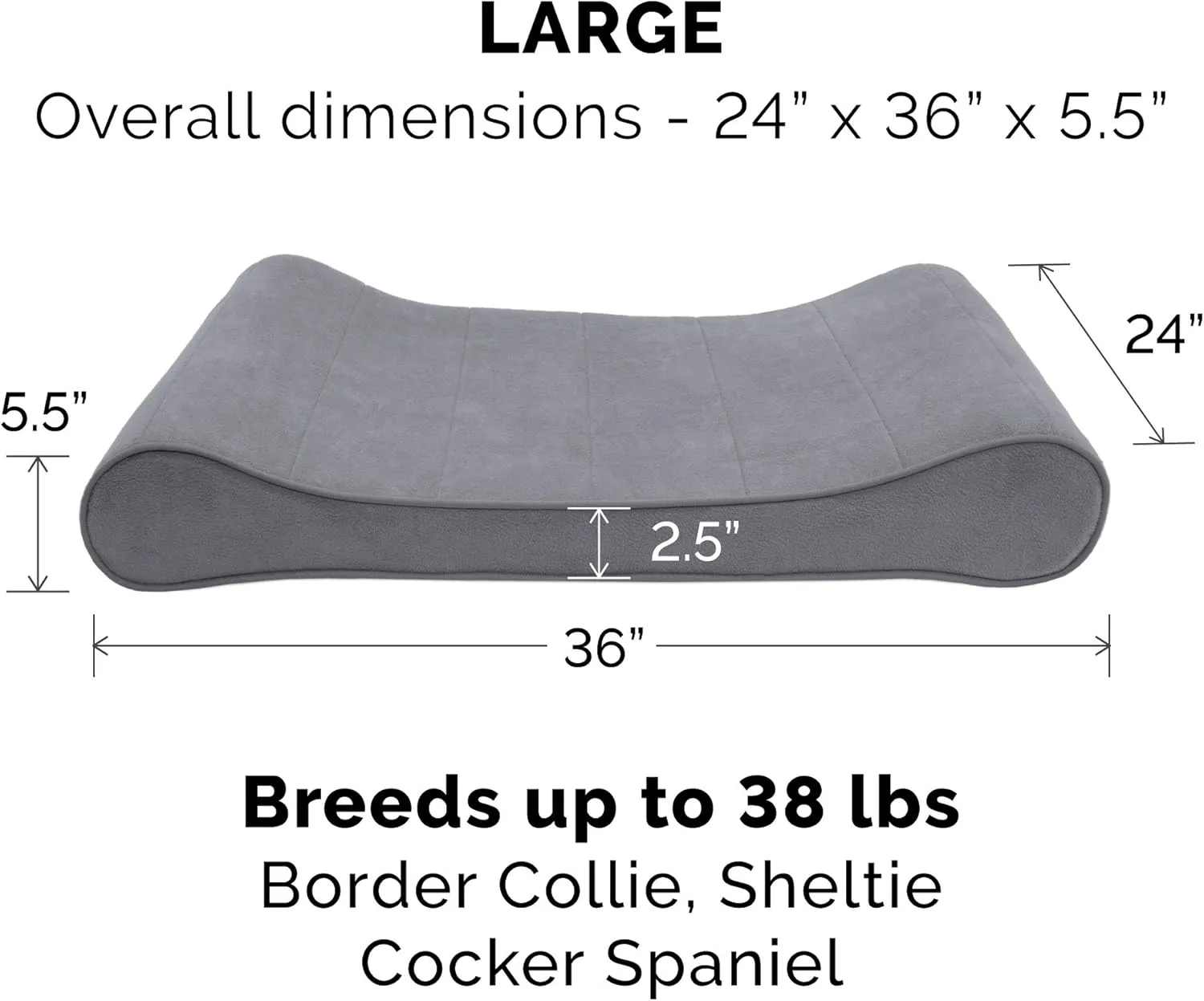 Furhaven Cooling Gel Dog Bed for Large/Medium Dogs w/ Removable Washable Cover, For Dogs Up to 38 lbs - Microvelvet Luxe Lounger Contour Mattress - Gray, Large