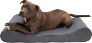 Furhaven Cooling Gel Dog Bed for Large/Medium Dogs w/ Removable Washable Cover, For Dogs Up to 38 lbs - Microvelvet Luxe Lounger Contour Mattress - Gray, Large