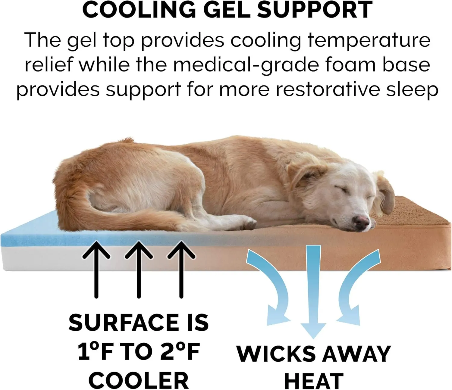 Furhaven Cooling Gel Dog Bed for Small Dogs w/ Removable Washable Cover, For Dogs Up to 20 lbs - Terry & Suede Mattress - Camel, Small