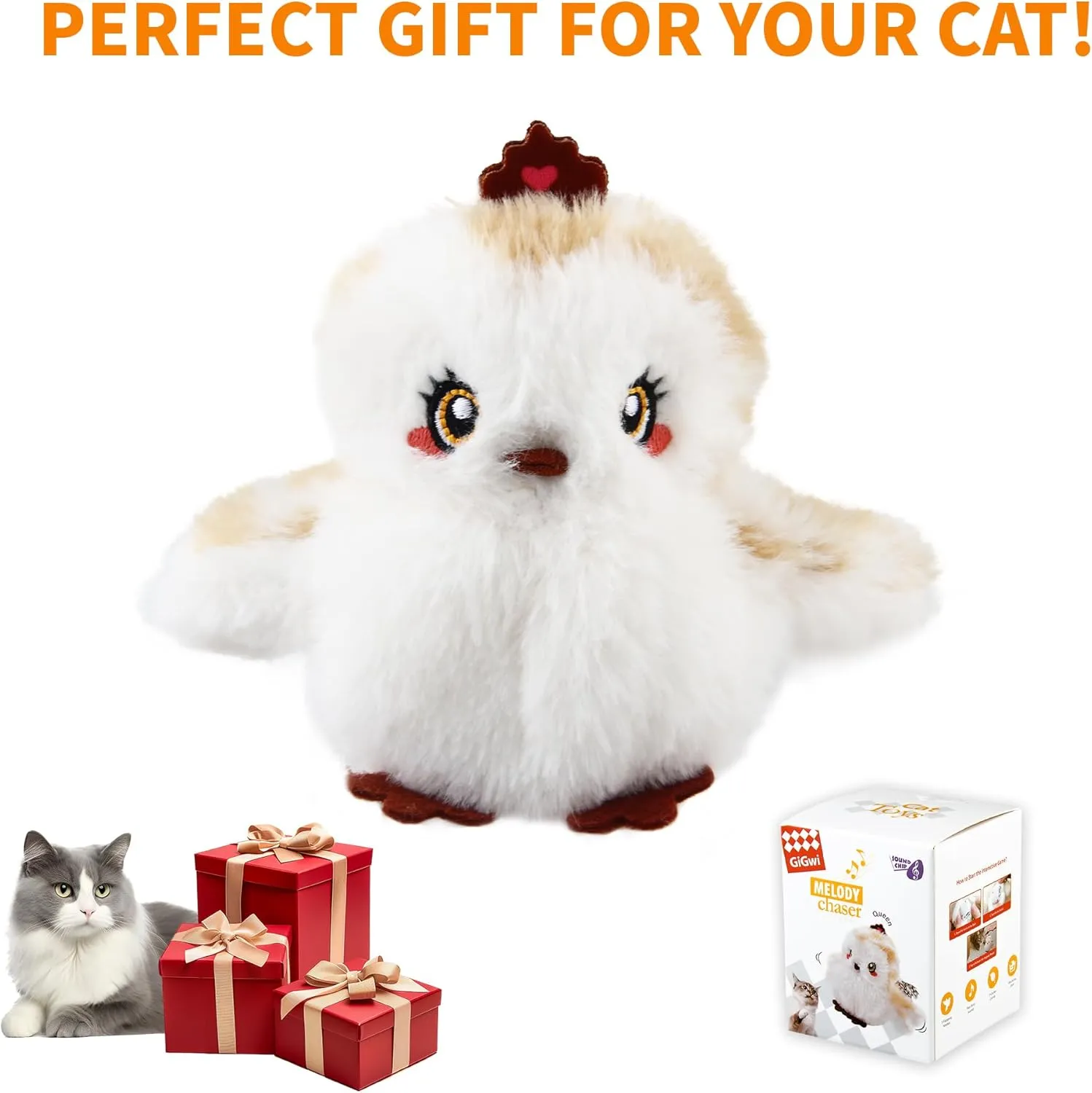 Gigwi Flappy Bird Cat Toy For Indoor Cats, Rechargeable Lifelike Sandpiper Interactive Flapping Bird Cat Toy Tweet, Flapping Wings & Lively Chirping, Catnip Toys For Kitten, Touch Activated (Princess)
