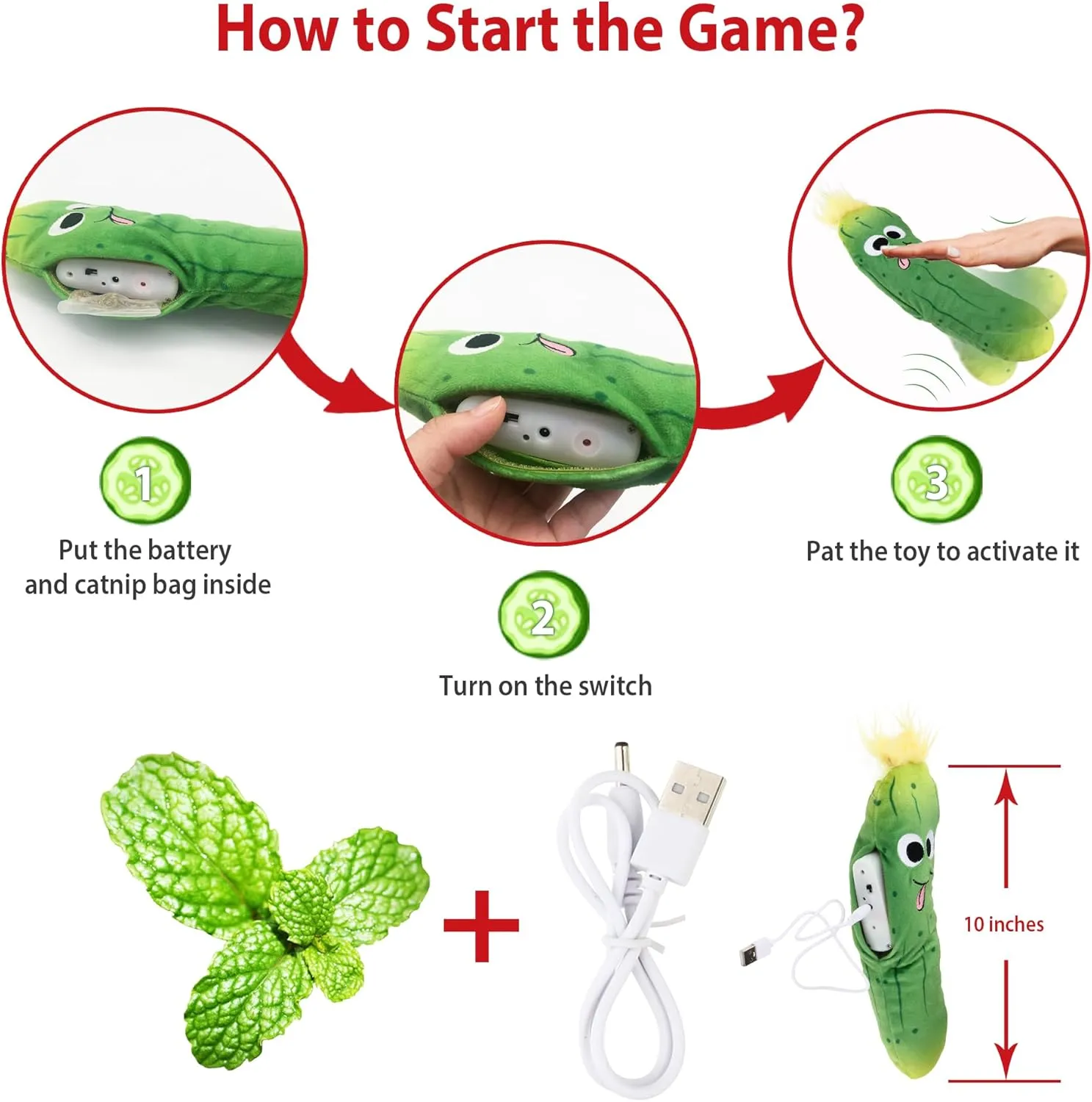 Gigwi Interactive Cat Toys, Rechargeable Flapping Wiggle Pickle with SilverVine Catnip, Beating Tails Toys for Indoor Cat, Touch Activated Best Gift For Birthday, Thanksgiving, Christmas, New Year